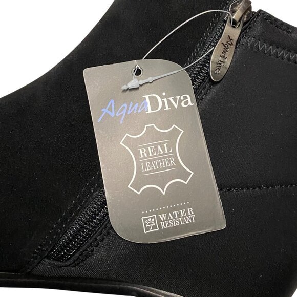 AquaDiva Women'sl Leather and Neoprene Water Resistant Ankle Boots Size 10 - Picture 8 of 11